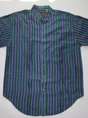 VINTAGE (Ca early 1990s) GUNN BRAND 100% Silk SS Party Shirt Violet & Green